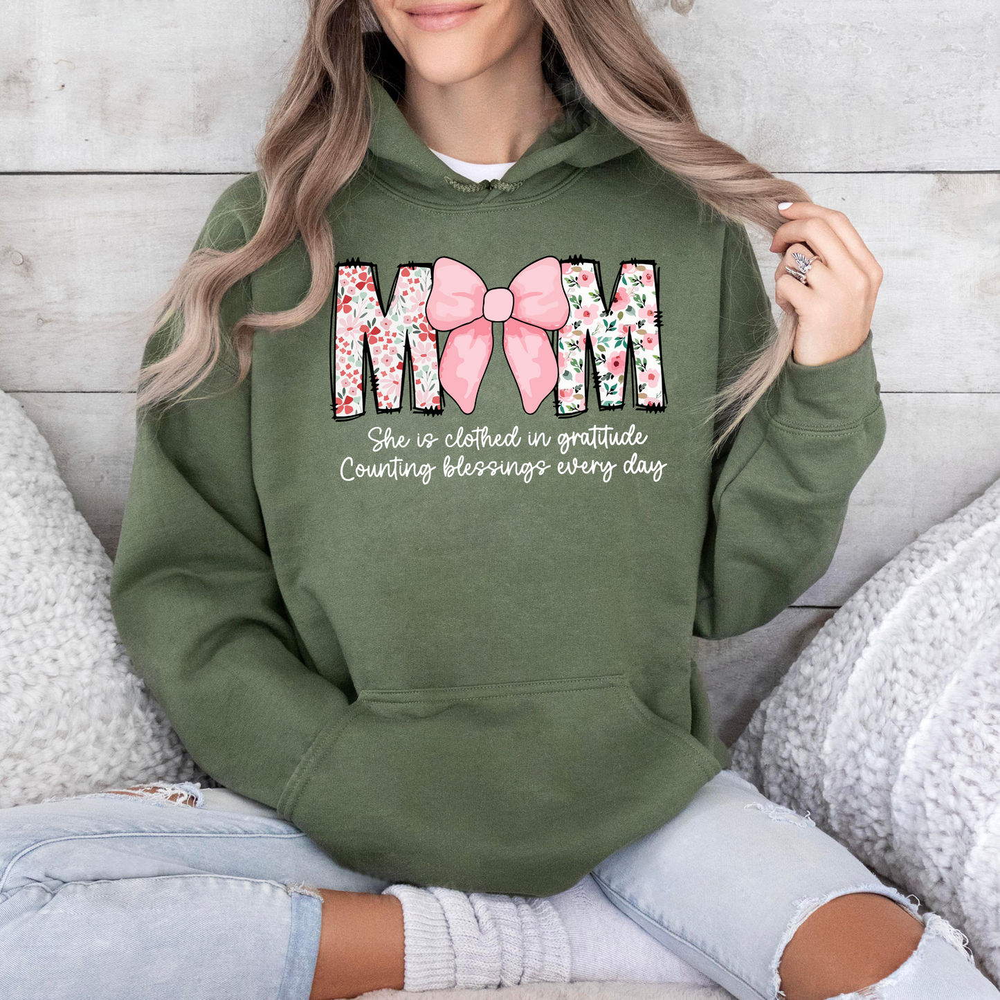 Clothed in Gratitude – Empowering Religious Quote for Moms
