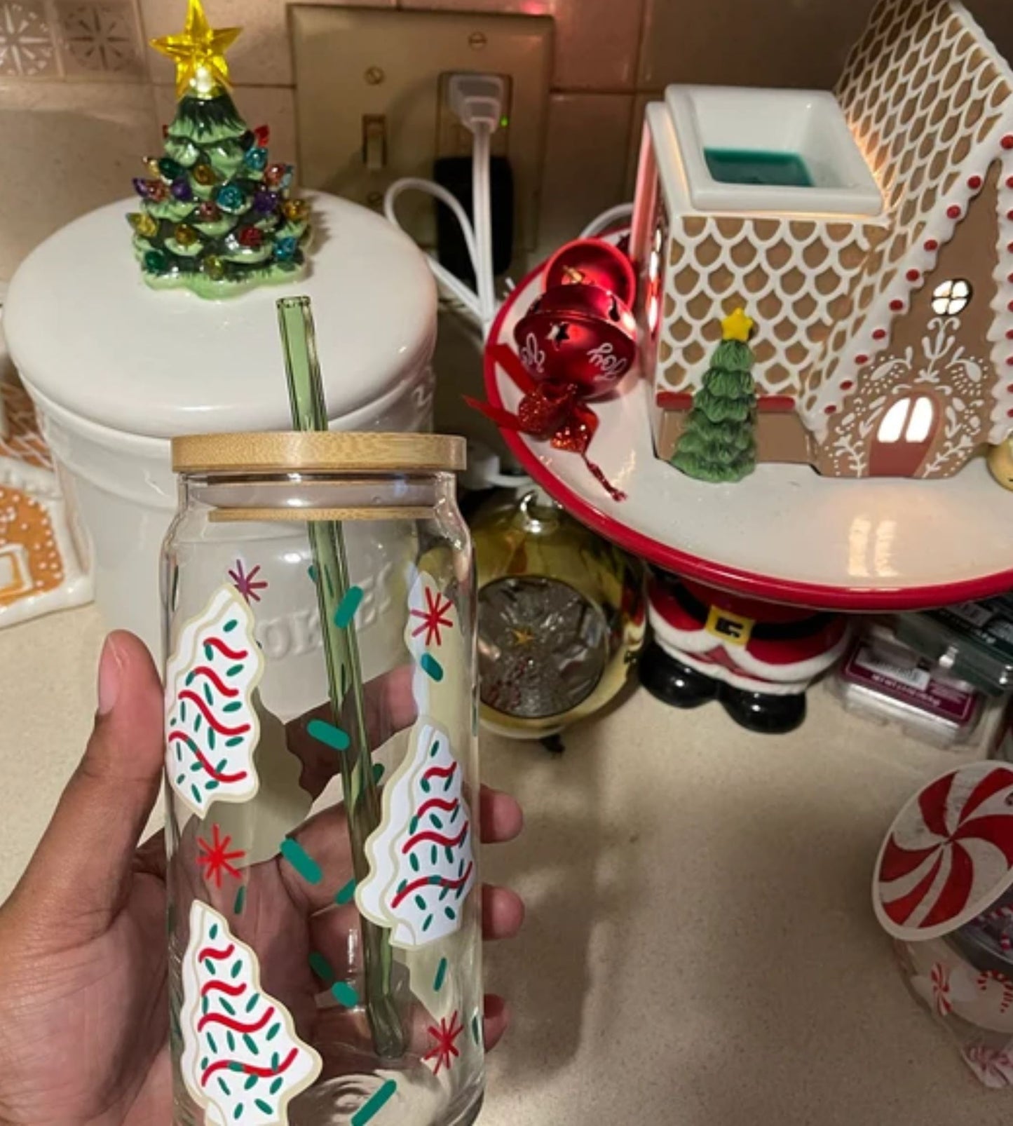 Weihnachtlicher Baum-Snackkuchen Eiskaffee-Glasbecher - Weihnachtsgeschenke