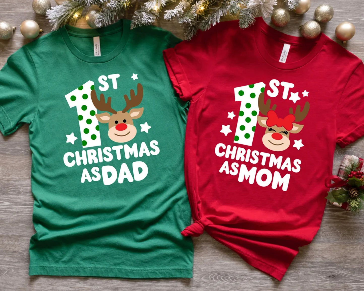 Personalisierte Familien Weihnachts Shirt, Mein erstes Weihnachten als Mama oder Papa Shirt