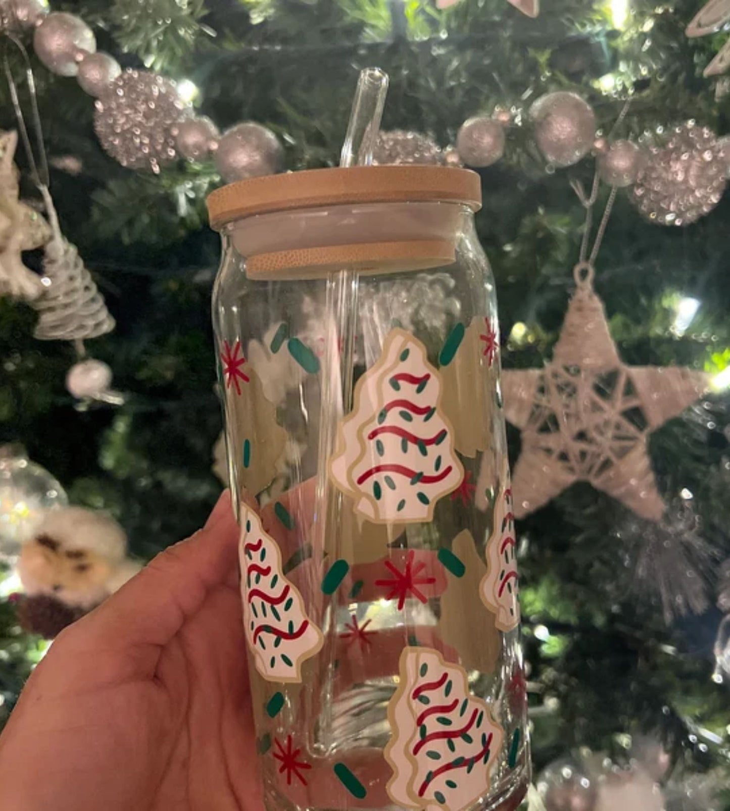 Weihnachtlicher Baum-Snackkuchen Eiskaffee-Glasbecher - Weihnachtsgeschenke