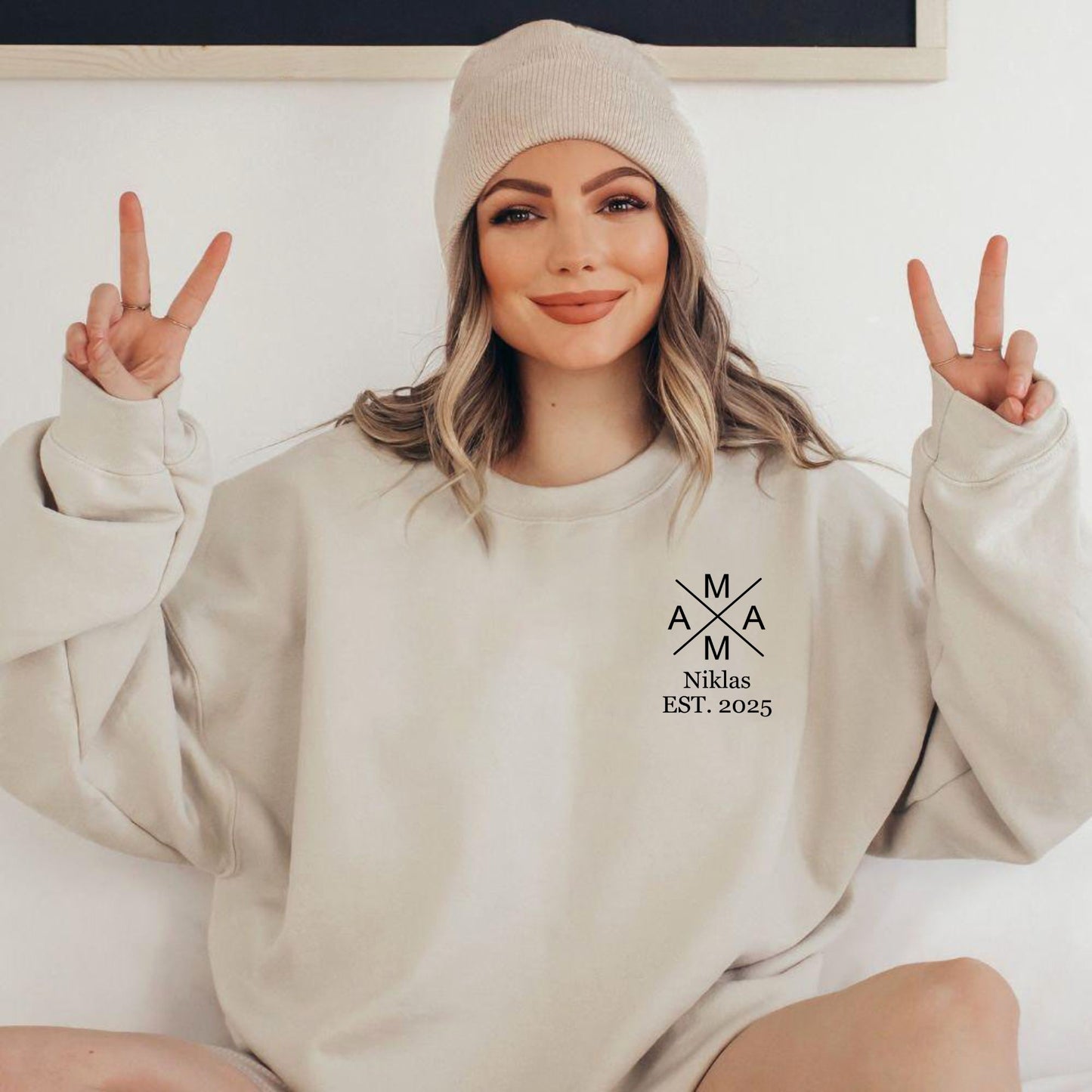 Personalisierter Mama Hoodie mit individuellem Namen und Geburtsjahr, Muttertagsgeschenke