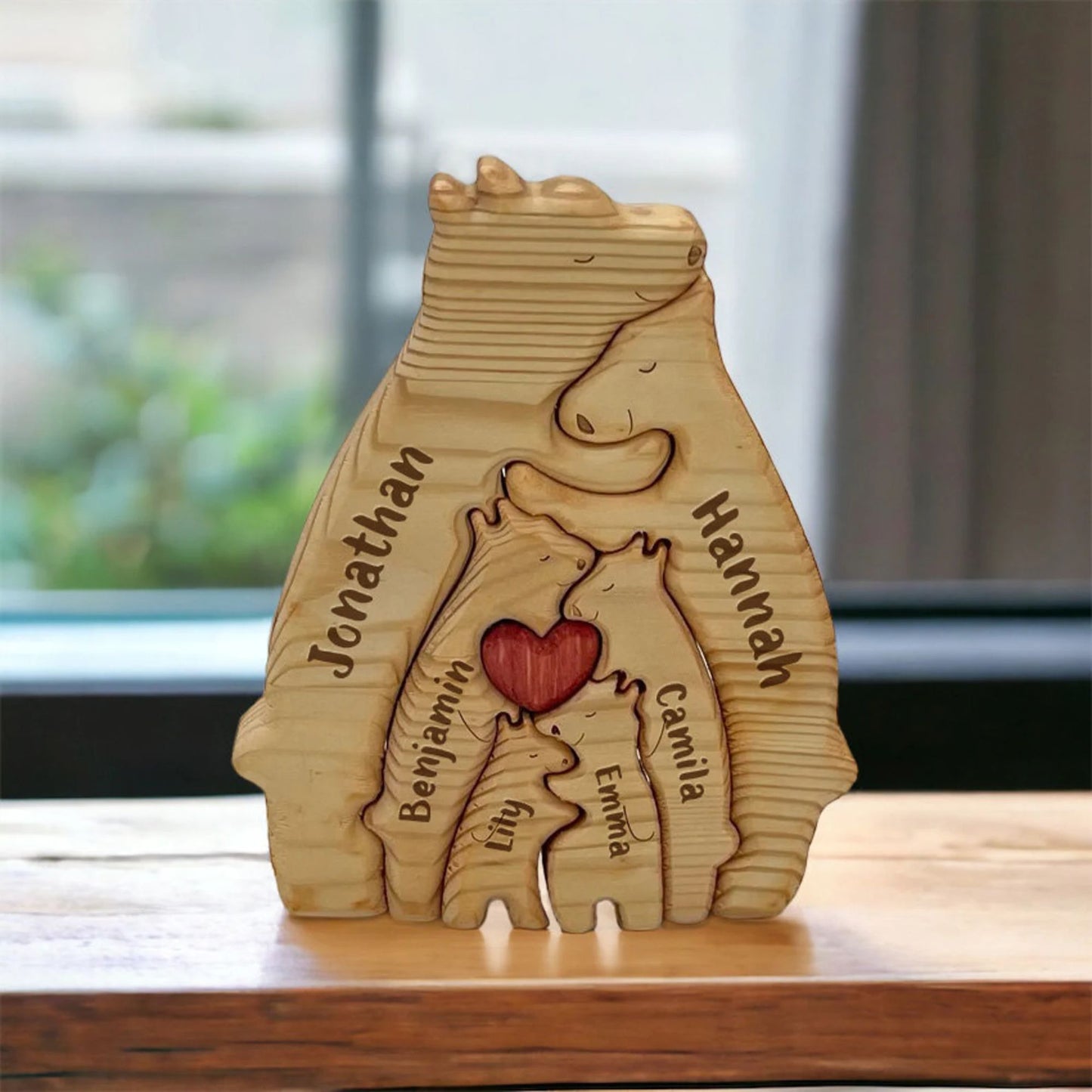 Personalisierte Holzbären-Puzzle, Familiengeschenk