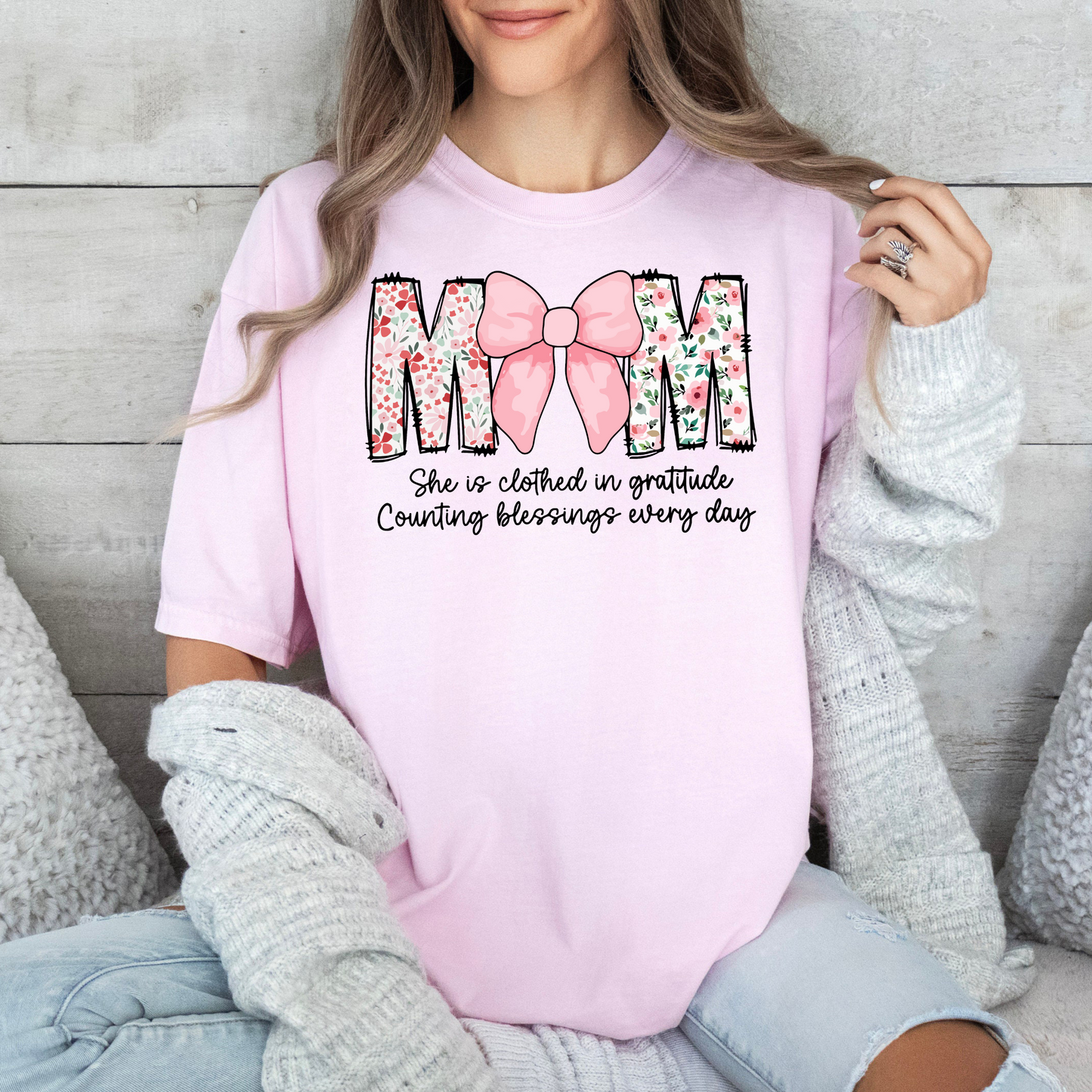 Clothed in Gratitude – Empowering Religious Quote for Moms