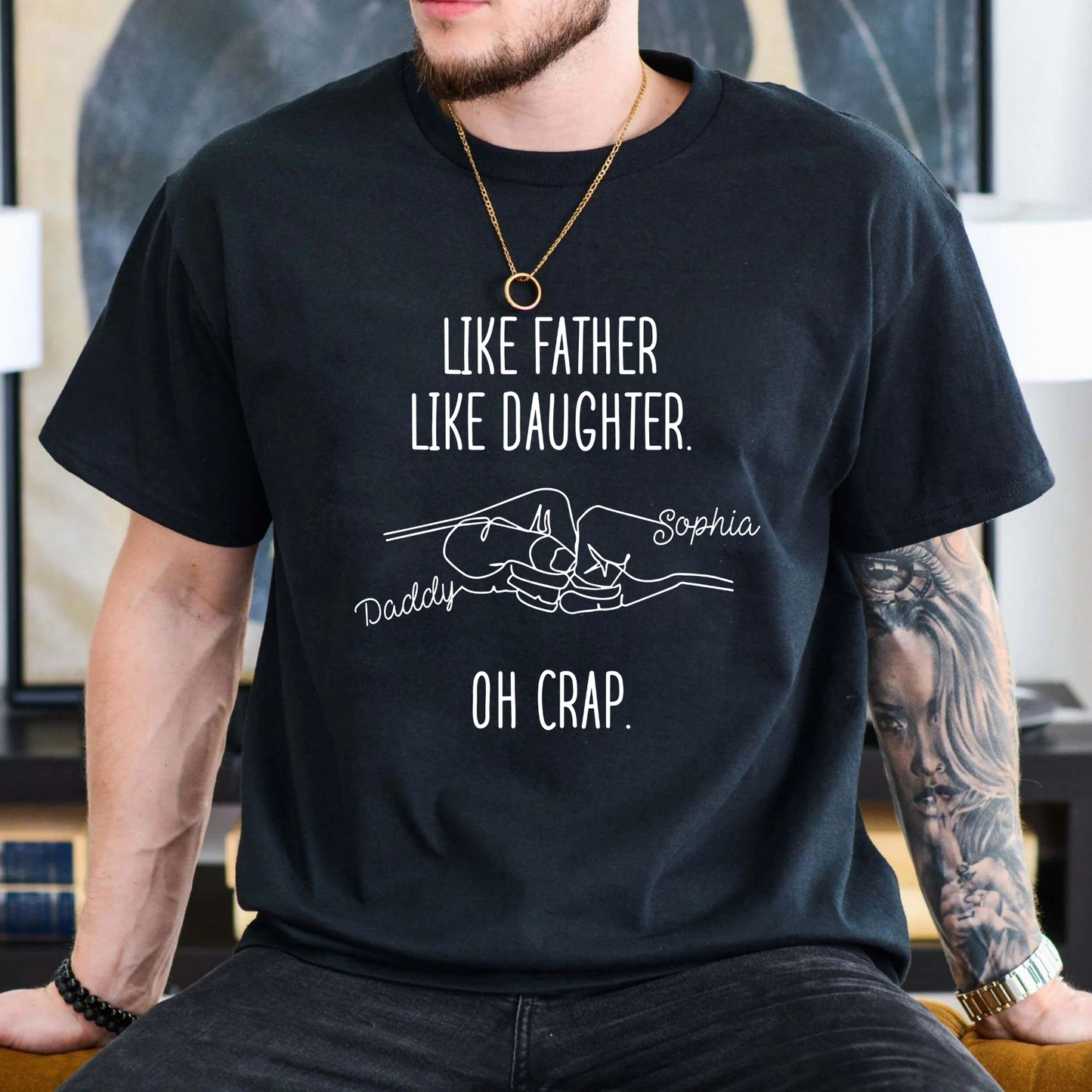 Vater-Tochter Faustgruß T-Shirt - Personalisiertes Geschenk