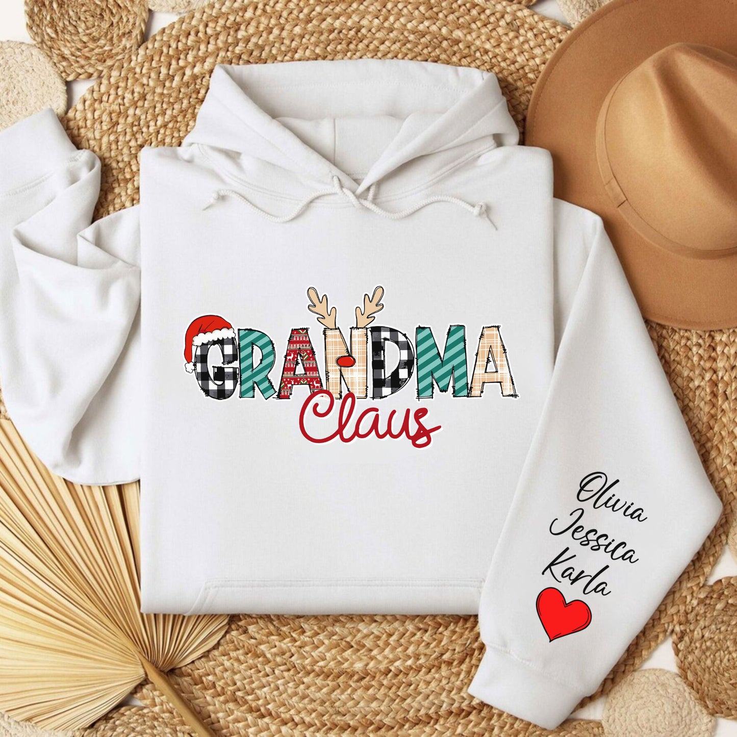 Personalisiertes Weihnachts Grandma Claus Sweatshirt und Hoodie – Weihnachtsgeschenk für Oma