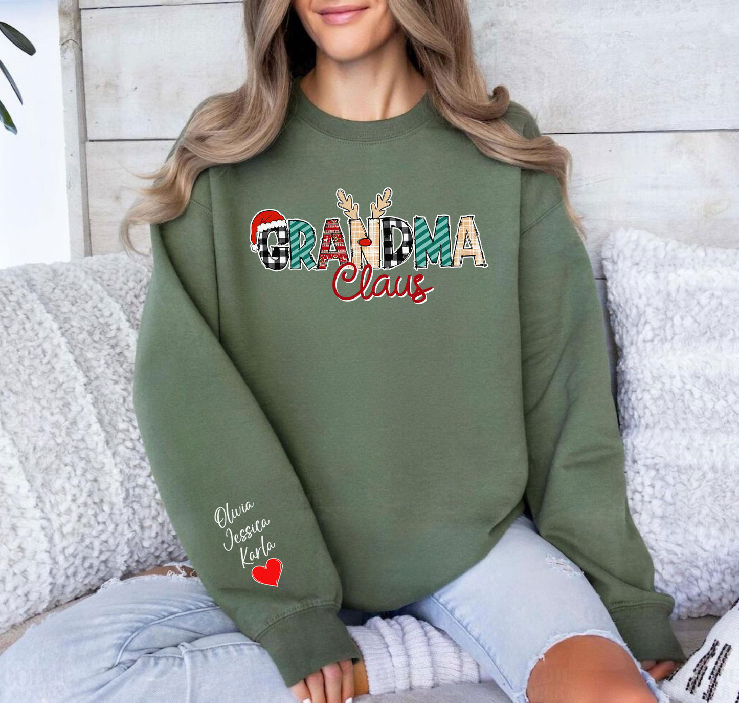 Personalisiertes Weihnachts Grandma Claus Sweatshirt und Hoodie – Weihnachtsgeschenk für Oma