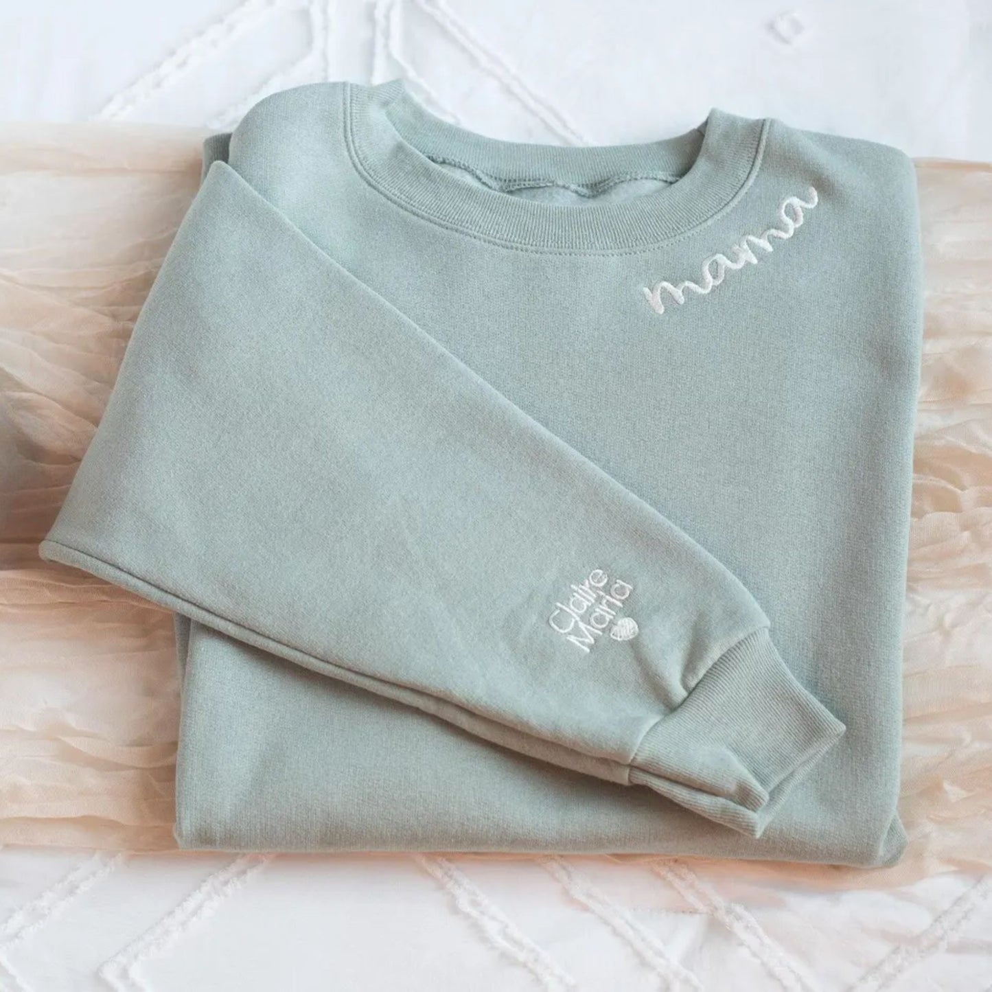 Personalisierter bestickter Mama-Sweatshirt, Mama-Sweatshirt mit Kindernamen