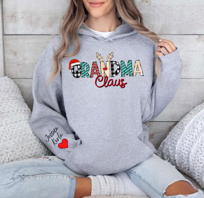 Personalisiertes Weihnachts Grandma Claus Sweatshirt und Hoodie – Weihnachtsgeschenk für Oma
