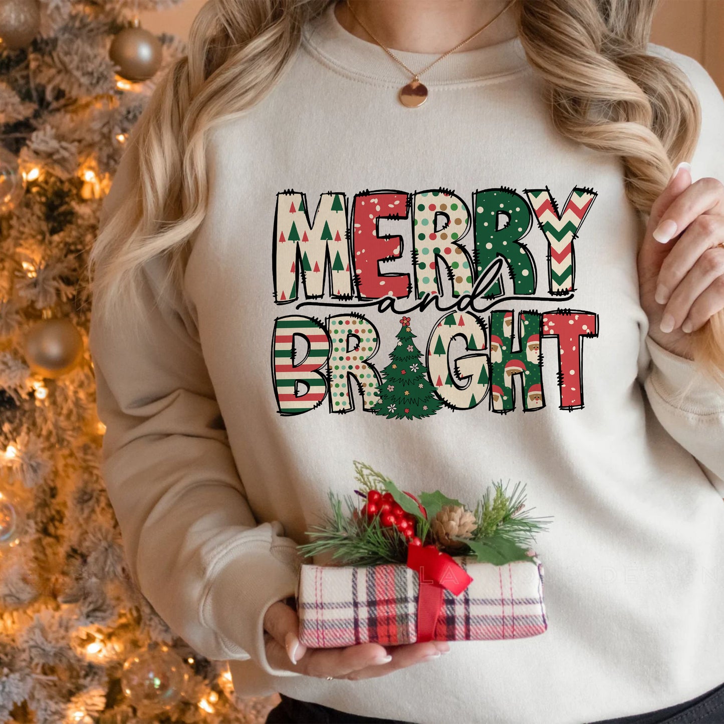 Merry and Bright Sweatshirt - Christmas Sweatshirts for Women