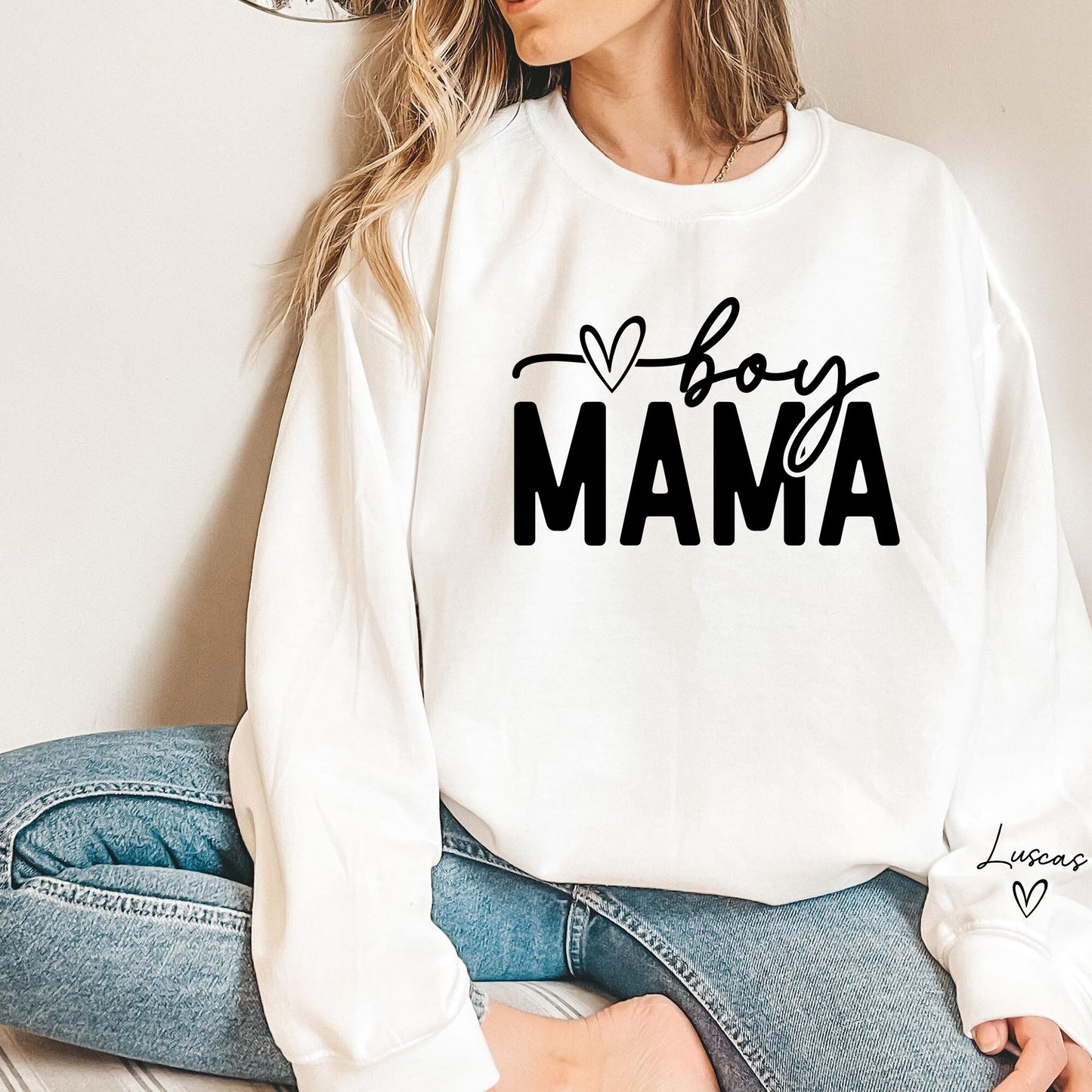 Jungen Mama Sweatshirt mit Namen - Geschenk für Jungen Mama