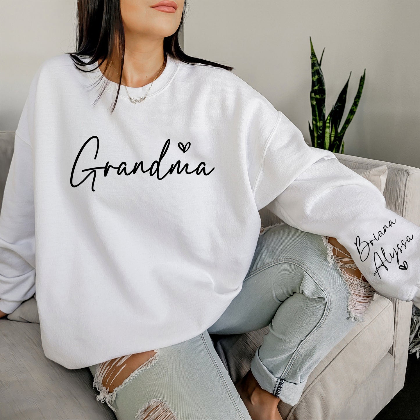 Personalisiertes Oma Shirt mit Kindernamen auf dem Ärmel - Oma Geschenk