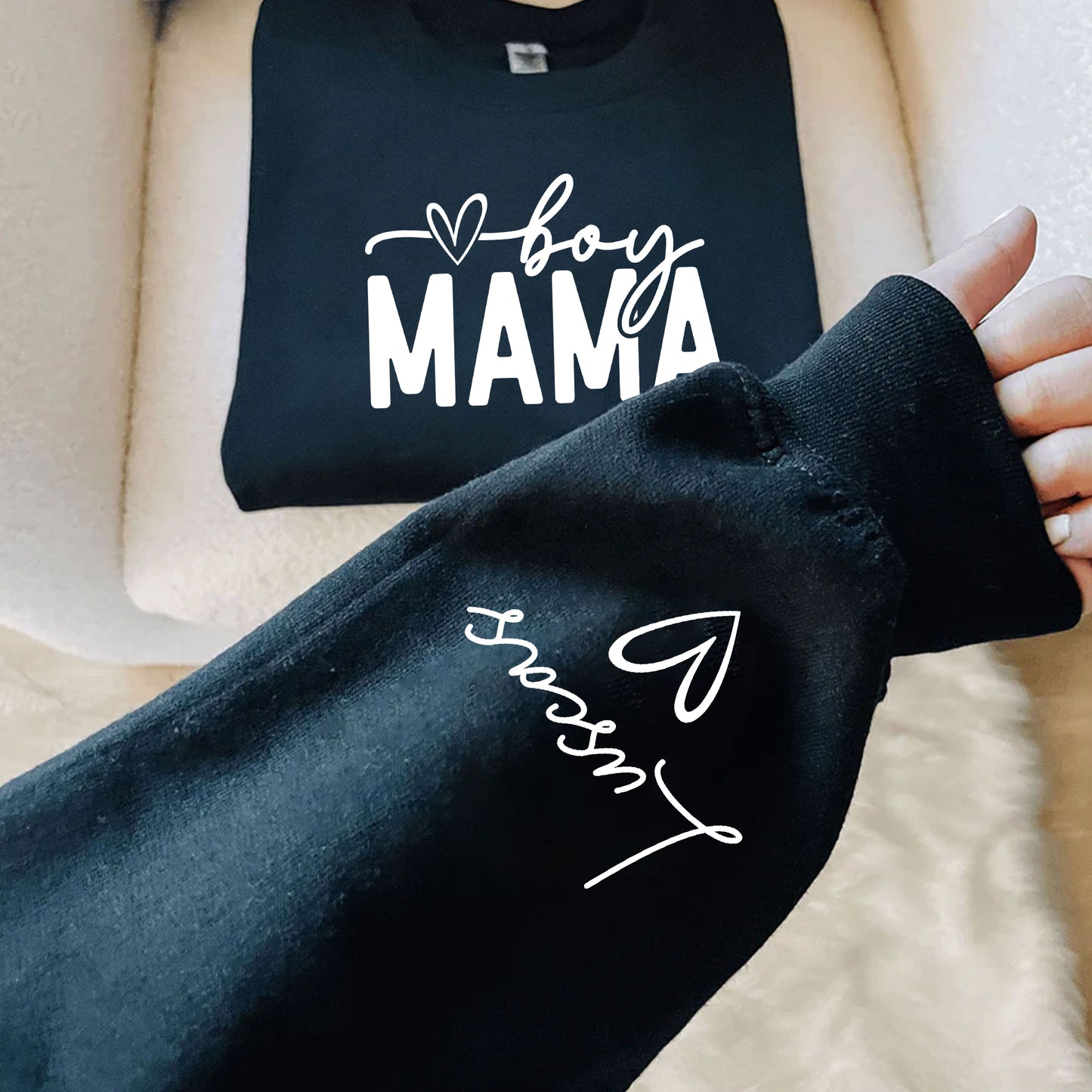 Jungen Mama Sweatshirt mit Namen - Geschenk für Jungen Mama