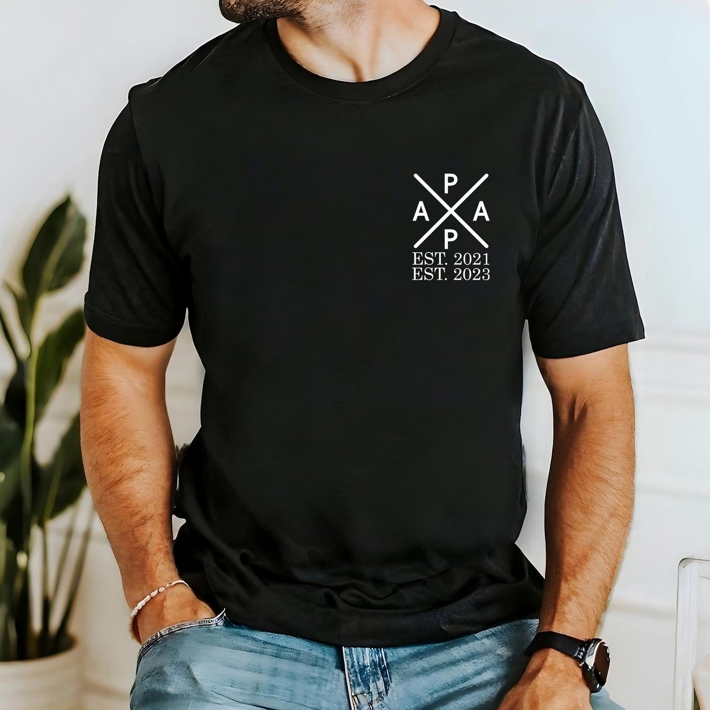 Papa Edition: T-Shirt mit dem Namen und dem Geburtsjahr des Kindes, Geschenk für Papa