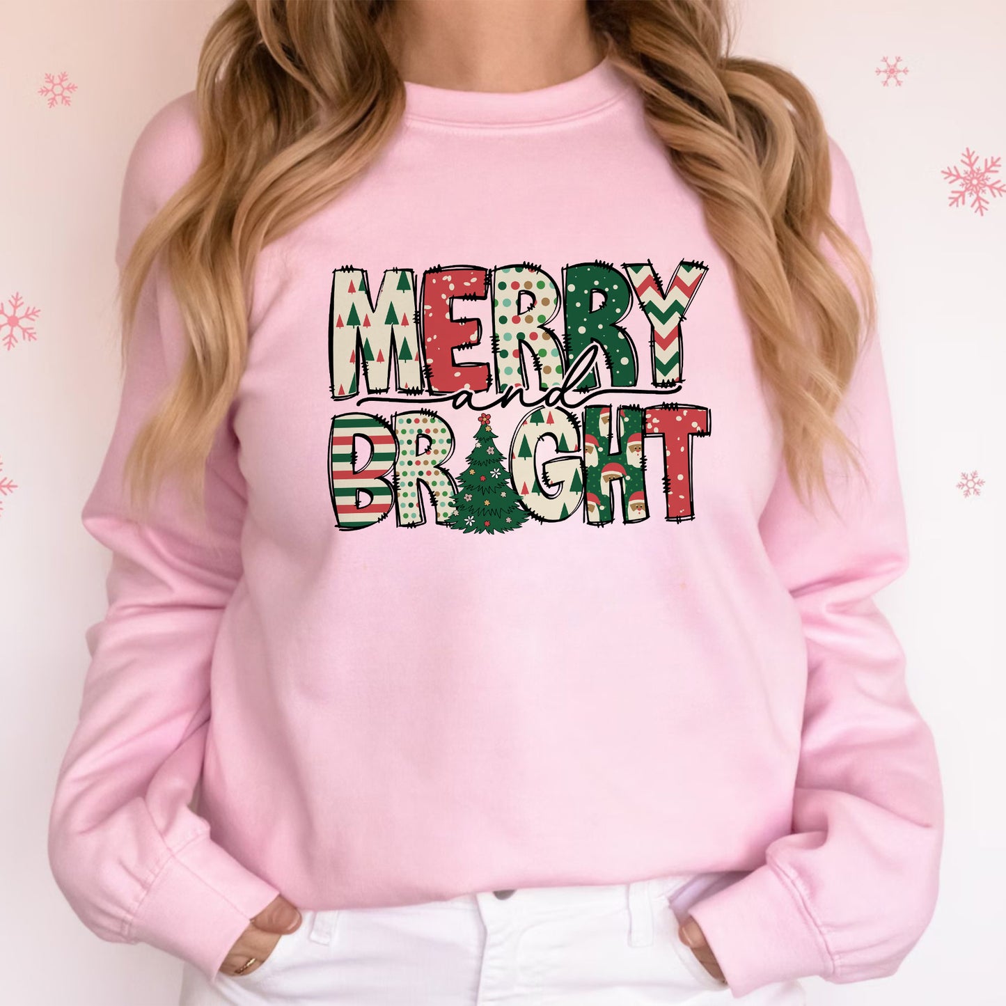 Merry and Bright Sweatshirt - Christmas Sweatshirts for Women