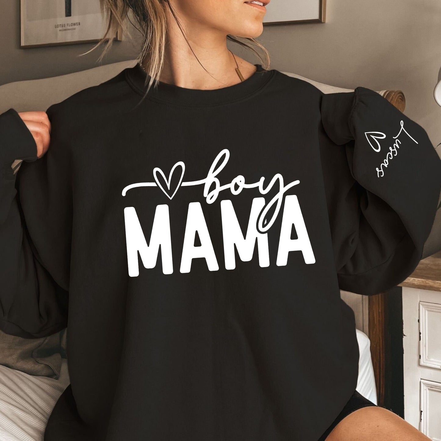 Jungen Mama Sweatshirt mit Namen - Geschenk für Jungen Mama
