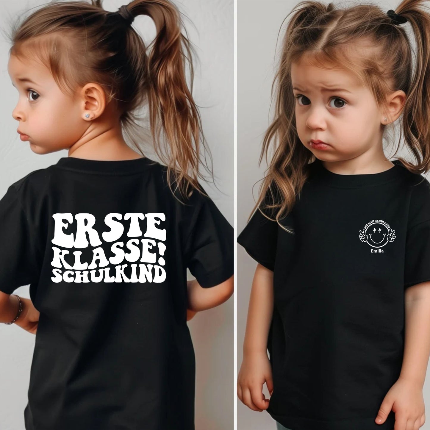 Erste Klasse rockt! Personalisiertes Schulkind Shirt - Shirt für den ersten Schultag des Schulkindes mit Namen