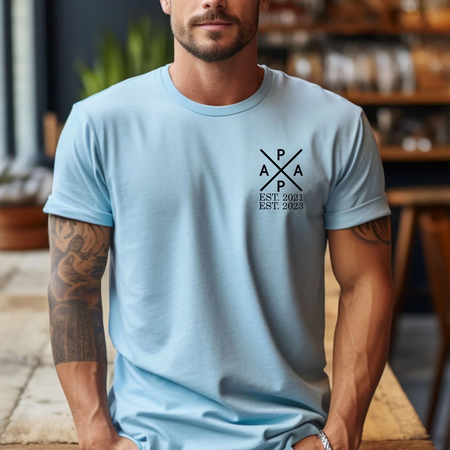 Papa Edition: T-Shirt mit dem Namen und dem Geburtsjahr des Kindes, Geschenk für Papa
