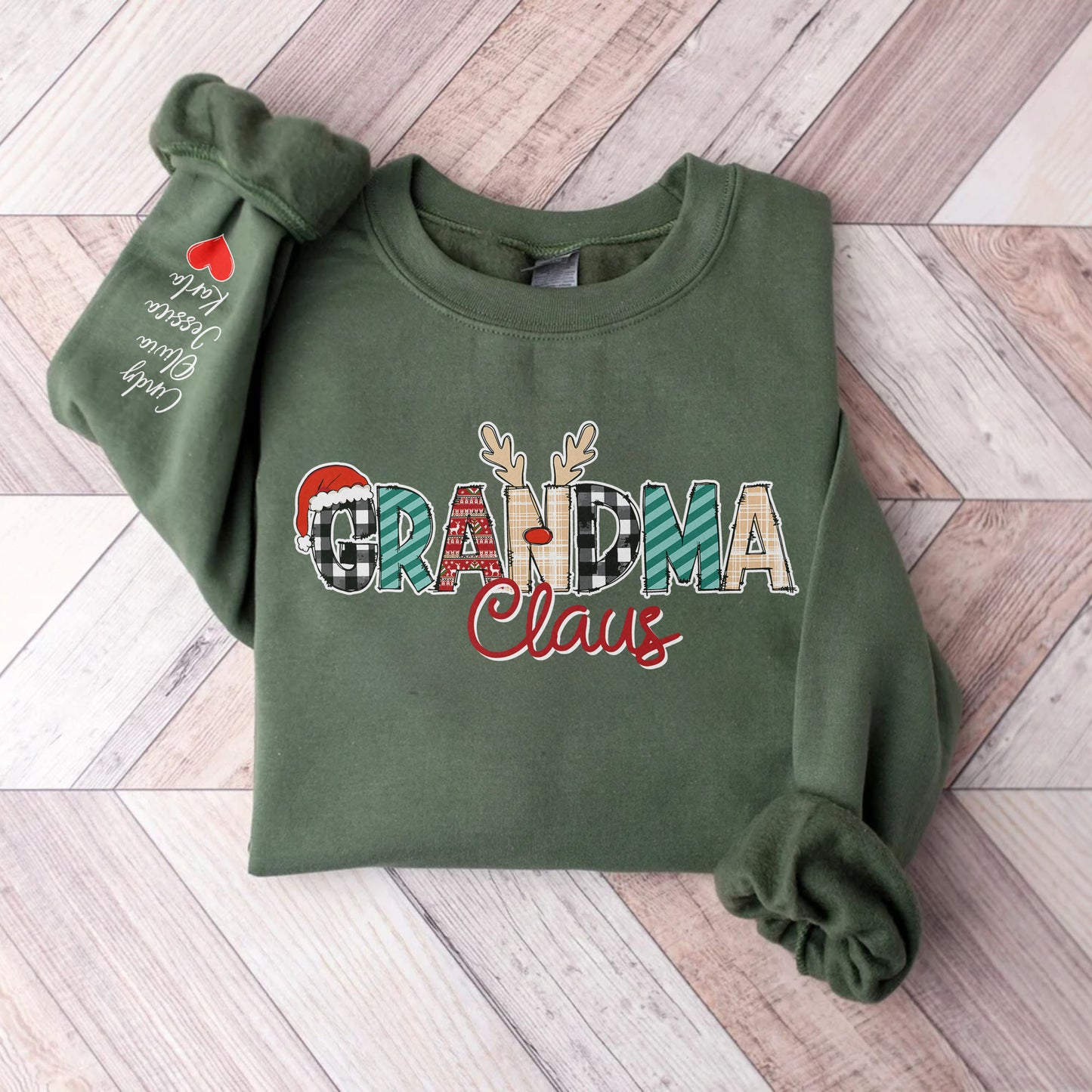 Personalisiertes Weihnachts Grandma Claus Sweatshirt und Hoodie – Weihnachtsgeschenk für Oma