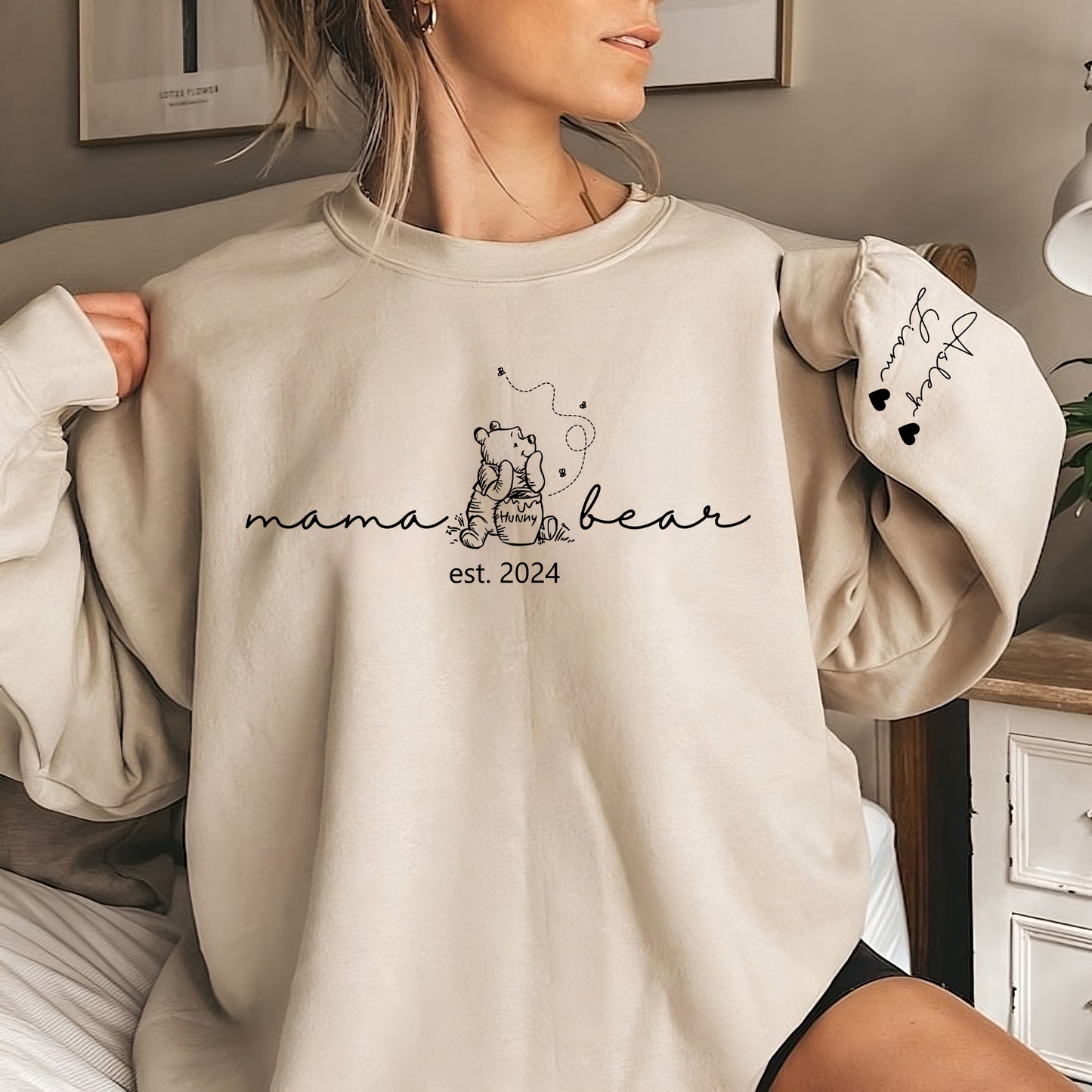 Personalisierter Mama Bären Sweatshirt mit den Namen, Geschenk für Mama