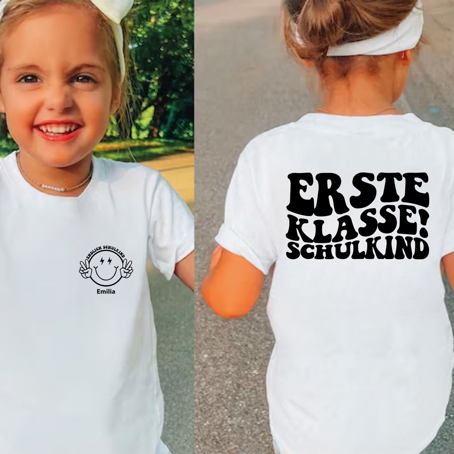Erste Klasse rockt! Personalisiertes Schulkind Shirt - Shirt für den ersten Schultag des Schulkindes mit Namen