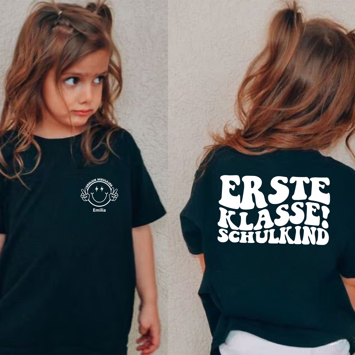 Erste Klasse rockt! Personalisiertes Schulkind Shirt - Shirt für den ersten Schultag des Schulkindes mit Namen