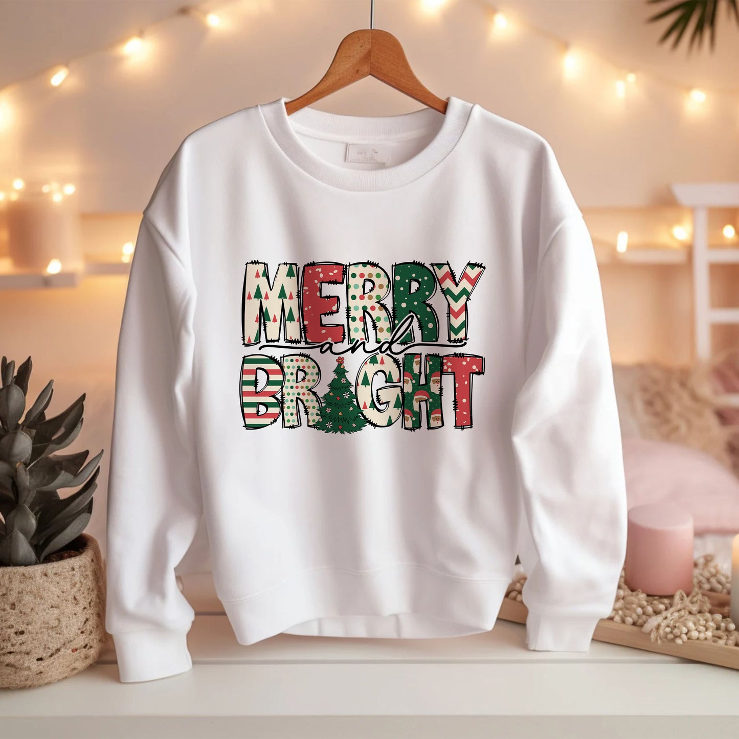 Merry and Bright Sweatshirt - Christmas Sweatshirts for Women