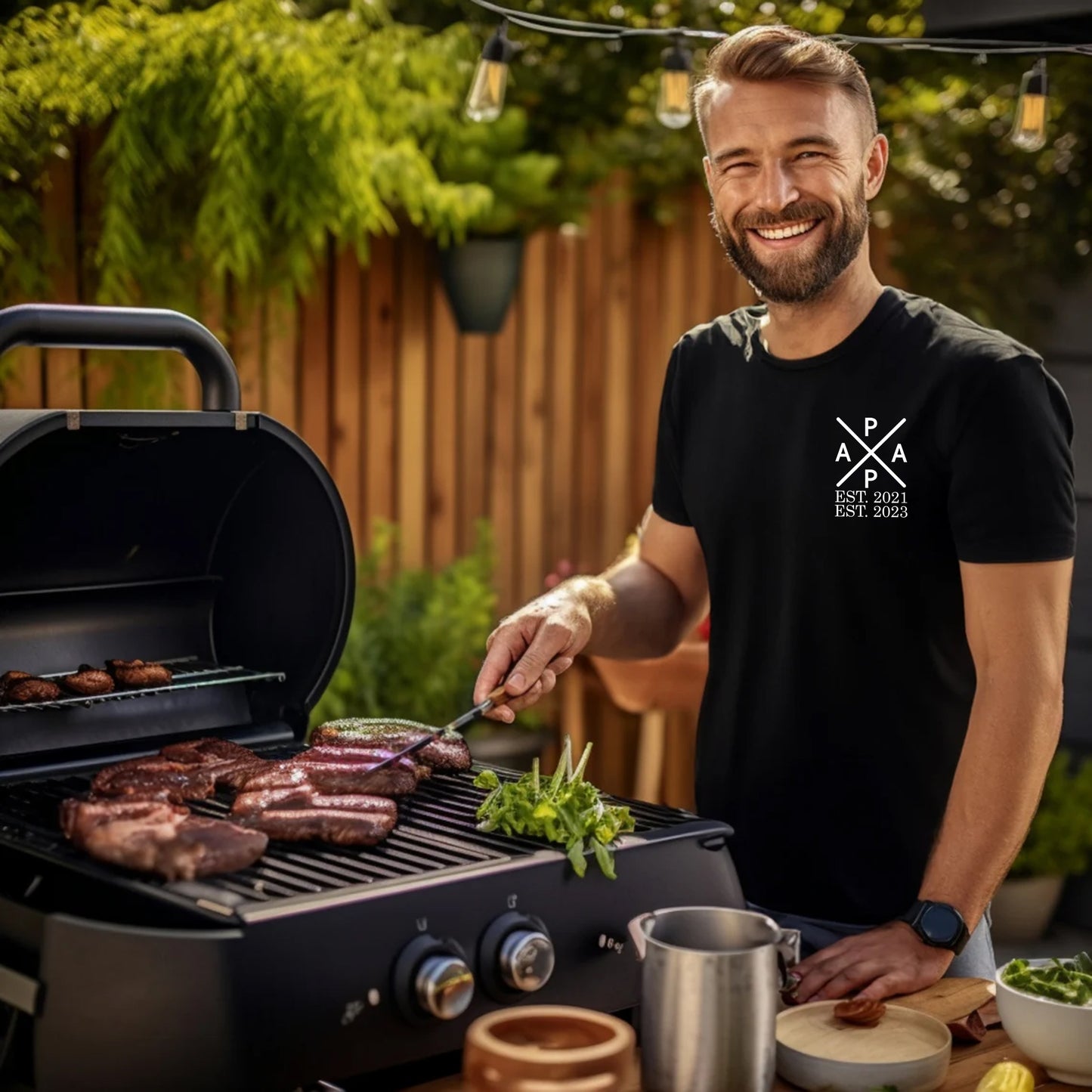Papa Edition: T-Shirt mit dem Namen und dem Geburtsjahr des Kindes, Geschenk für Papa