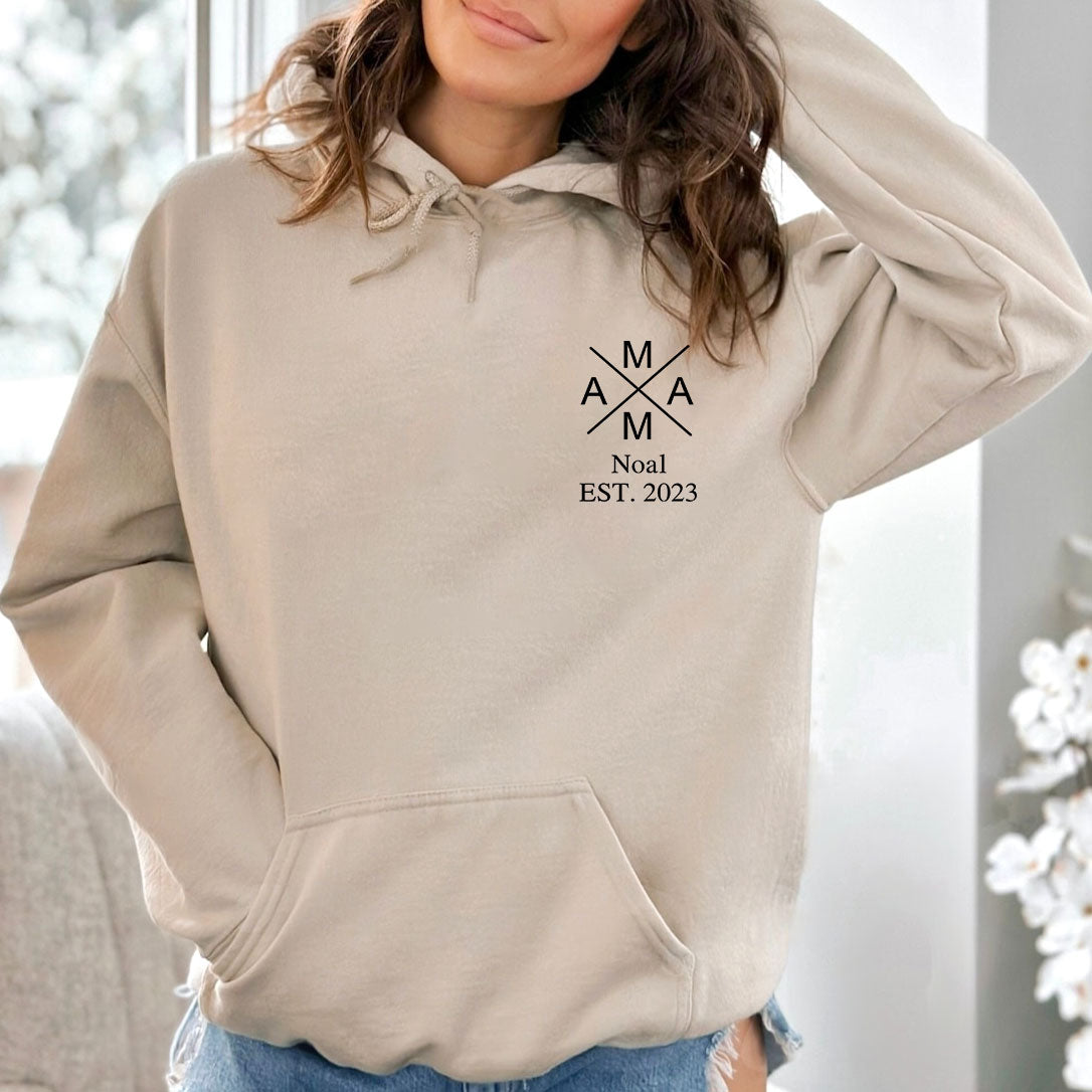 Personalisierter Mama Hoodie mit individuellem Namen und Geburtsjahr, Muttertagsgeschenke