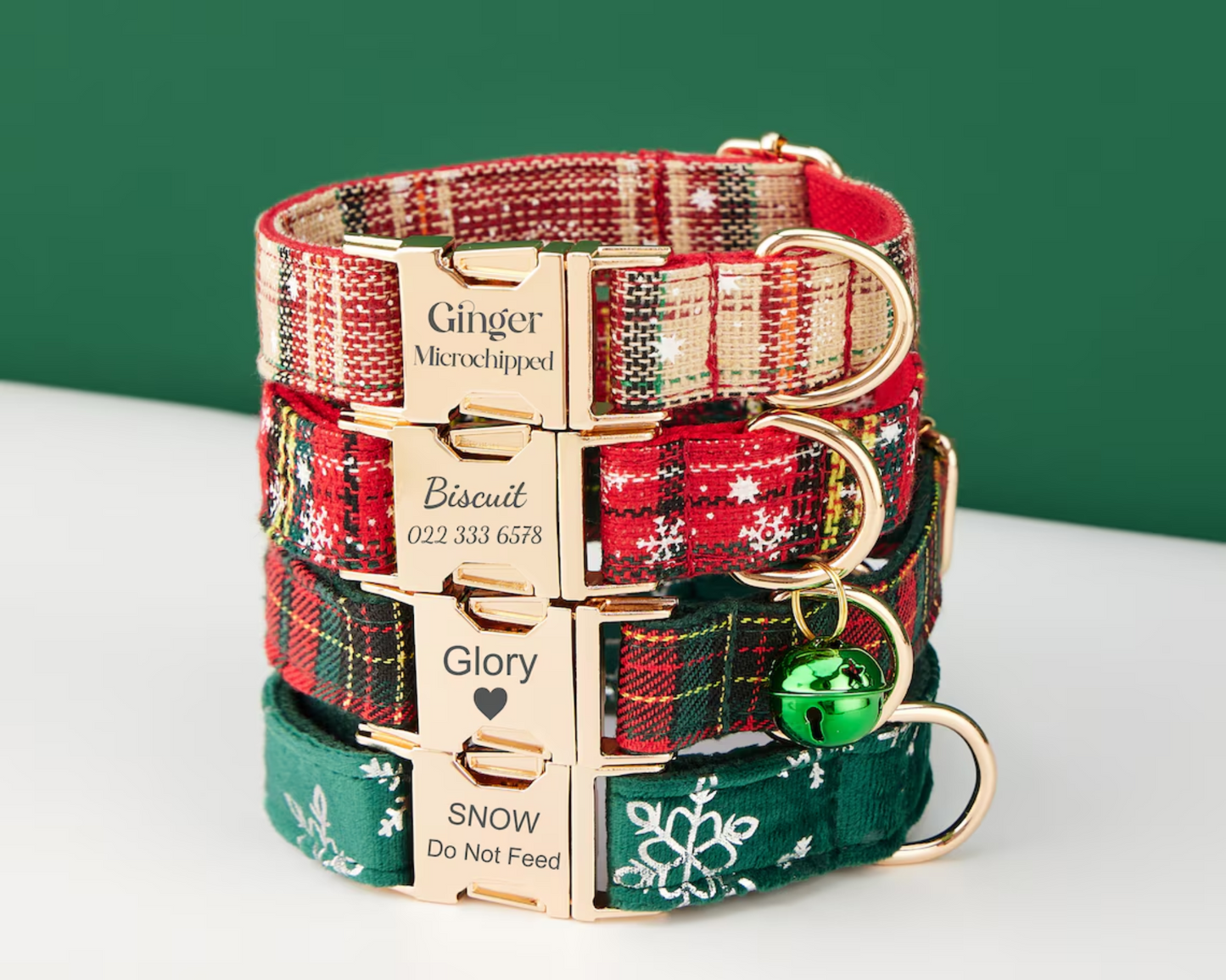 Frohe Weihnachten – Personalisiertes Hundehalsband, Individuelles Hundehalsband