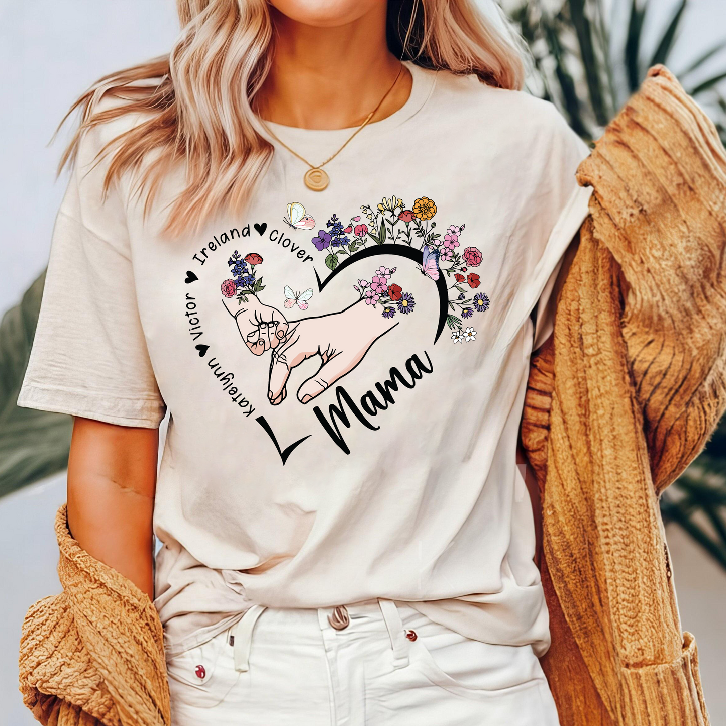 Custom 'Mom' Series Sweatshirt with Floral Heart - Choose Your Title & Add Names