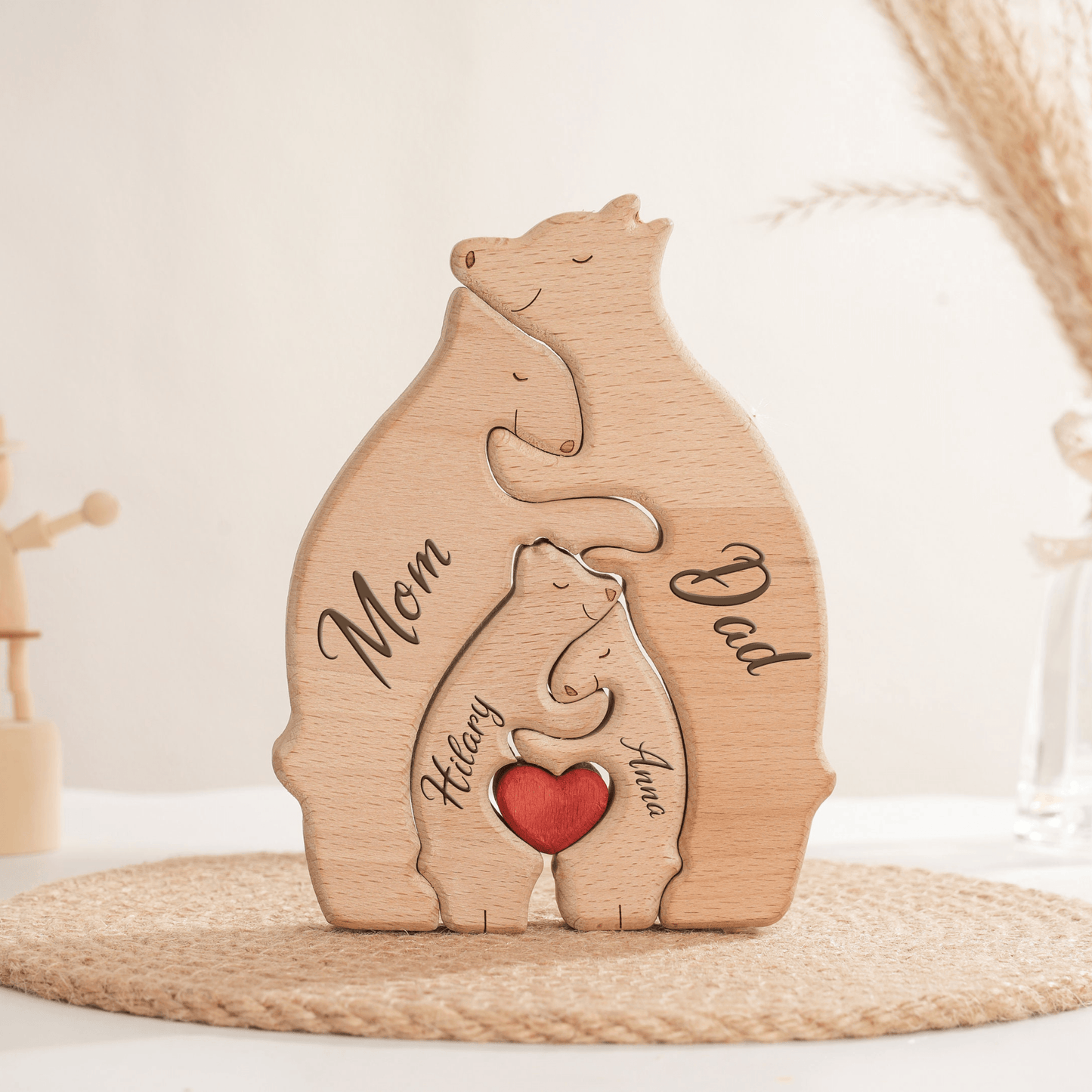Bear Family Wooden Puzzle - Custom Family Name Gift for Parents and Children - GiftHaus