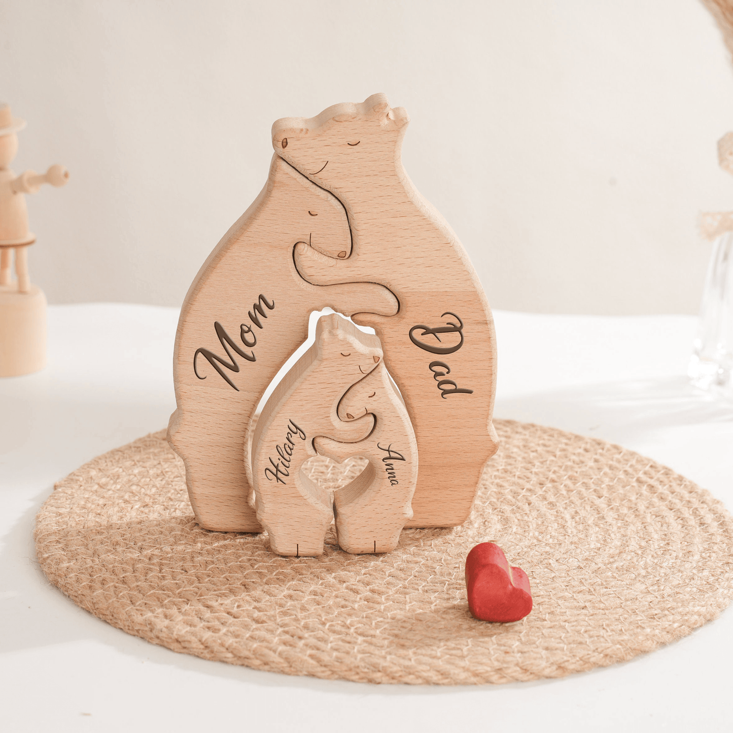 Bear Family Wooden Puzzle - Custom Family Name Gift for Parents and Children - GiftHaus