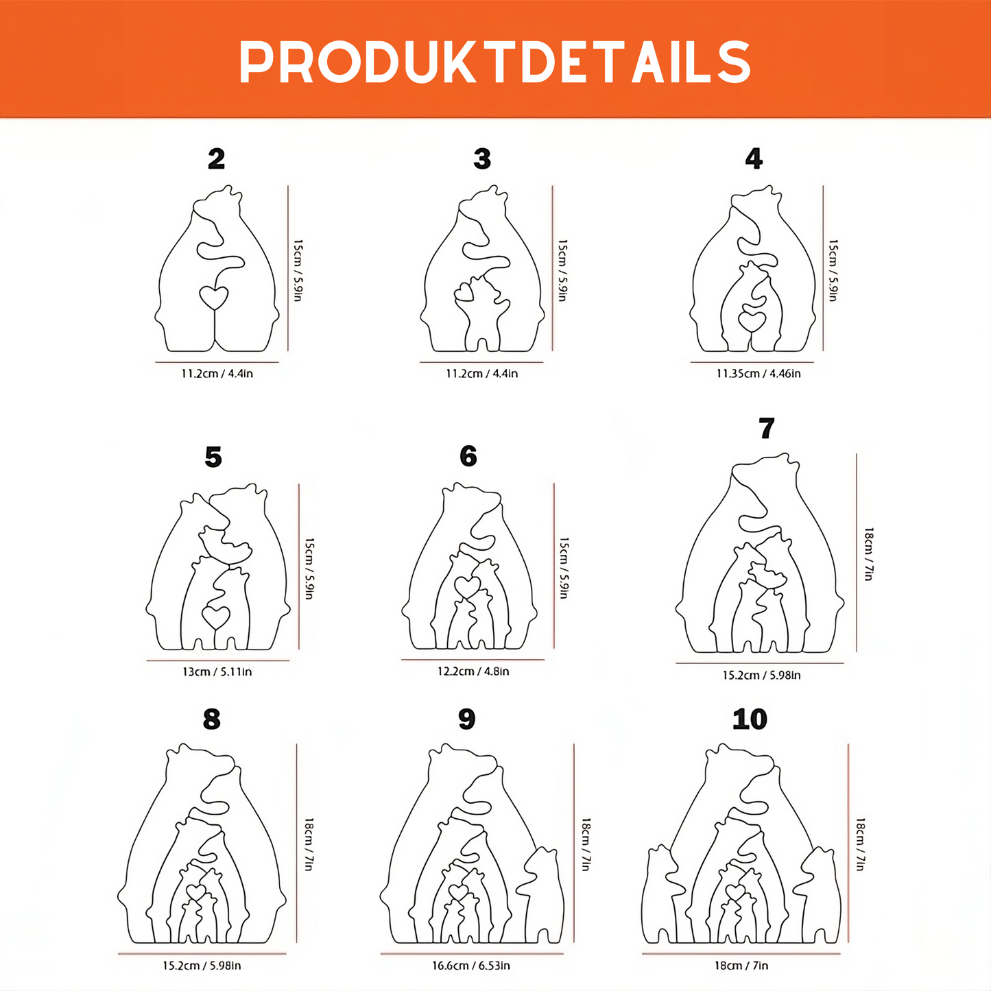 Personalisierte Holz Deko Bären Familie mit Namen – Geschenk für Mama & Papa
