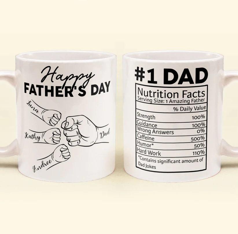 Benutzerdefinierter Name Papa Nährwertangaben Faustgruß Alles Gute zum Vatertag - Personalisierte Tasse - GiftHaus