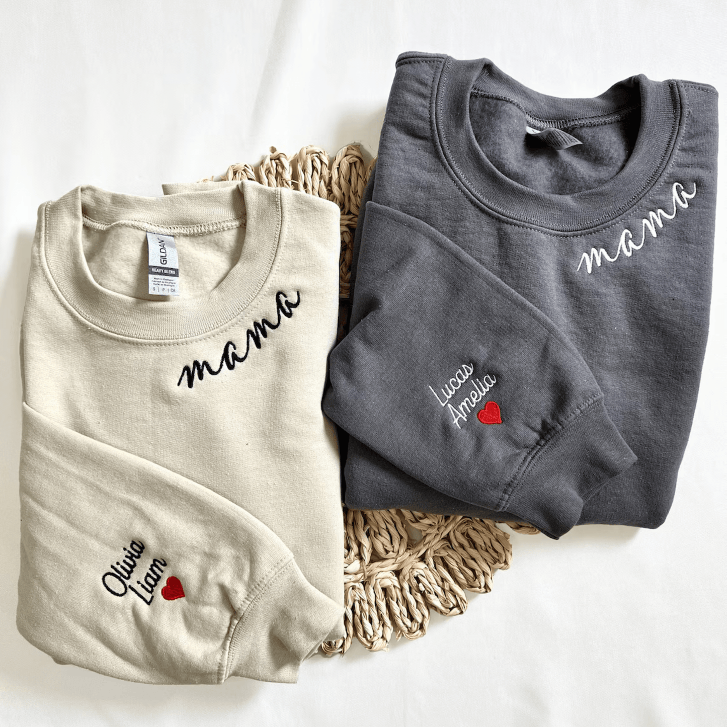 Bespoke Mama's Embrace Sweatshirt - Kids' Names Heartfelt Keepsake - GiftHaus