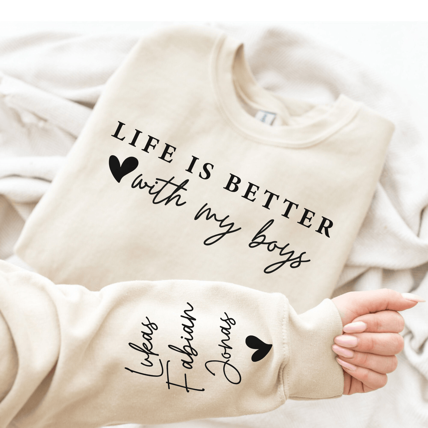 Besser mit meinen Jungs – Personalisiertes Herzgeschenk für Mütter - GiftHaus
