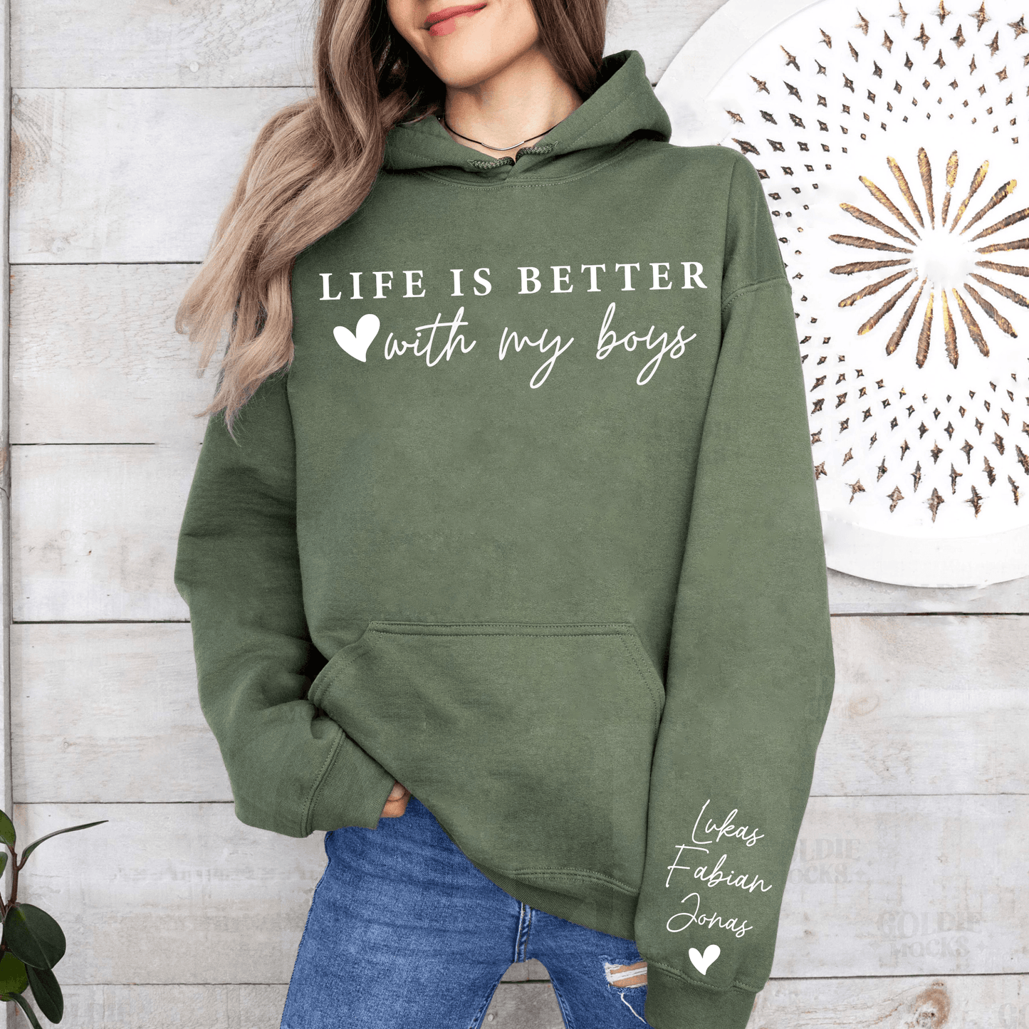 Besser mit meinen Jungs – Personalisiertes Herzgeschenk für Mütter - GiftHaus