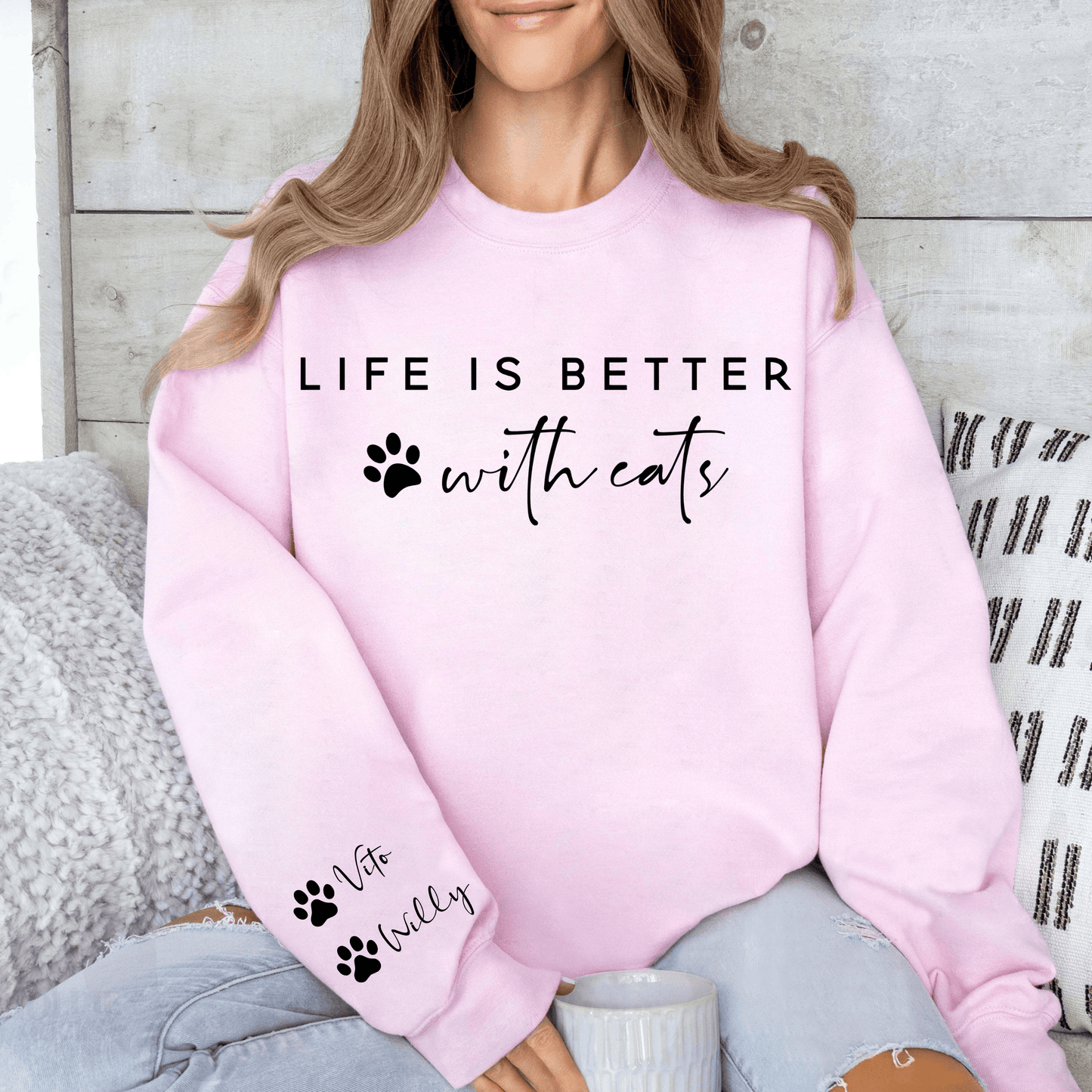 Besseres Leben mit Katzen Sweatshirt - Für Katzenliebhaber - GiftHaus