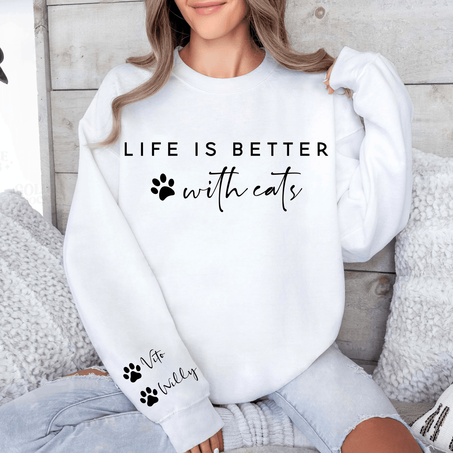 Besseres Leben mit Katzen Sweatshirt - Für Katzenliebhaber - GiftHaus