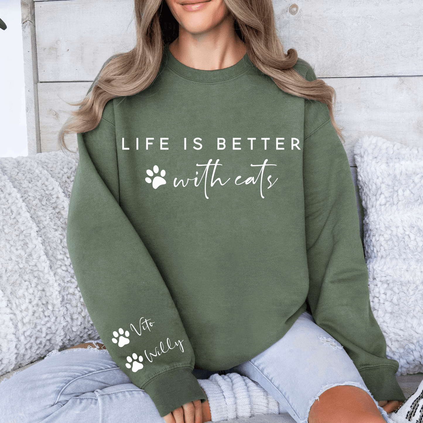 Besseres Leben mit Katzen Sweatshirt - Für Katzenliebhaber - GiftHaus