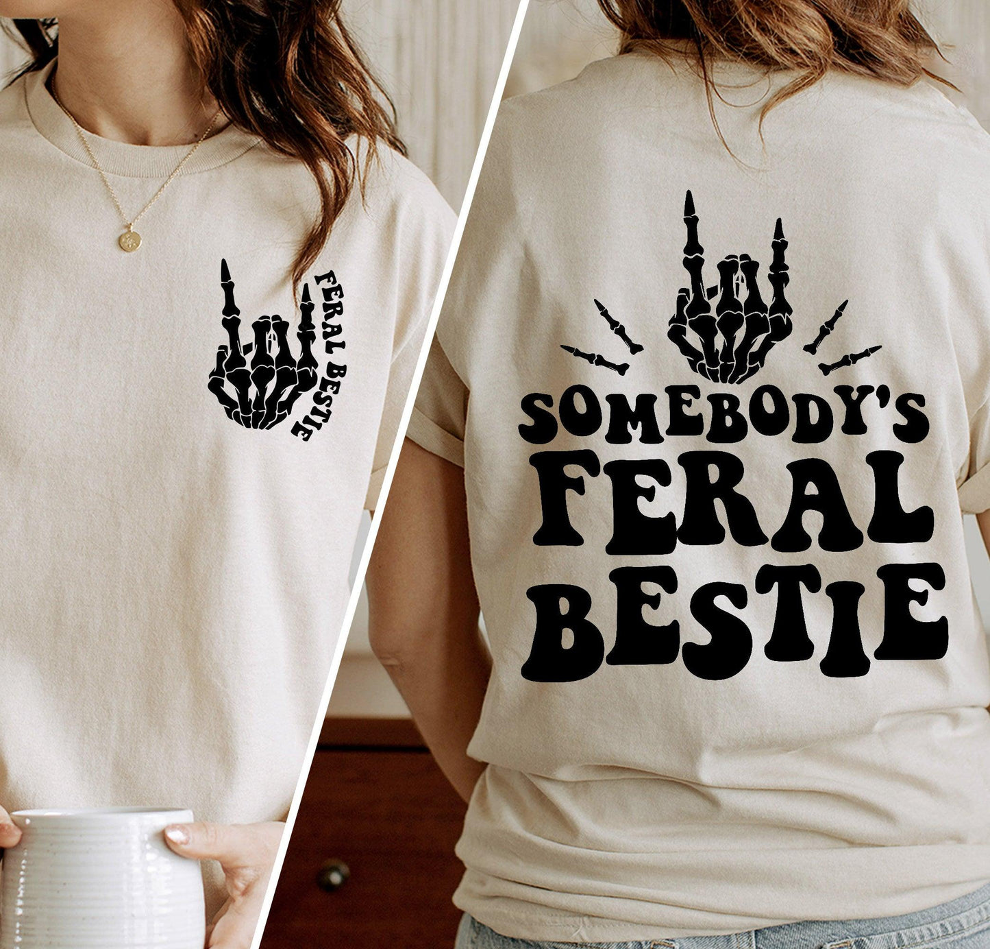Best Friend Shirt, Somebody es Feral Bestie Sweatshirt - GiftHaus