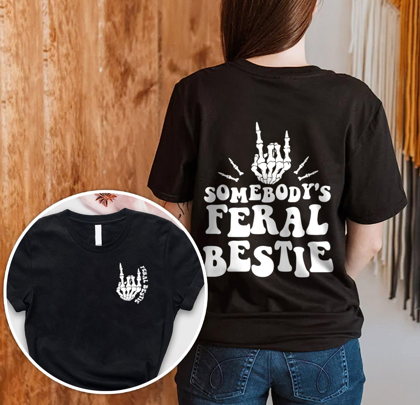 Best Friend Shirt, Somebody es Feral Bestie Sweatshirt - GiftHaus