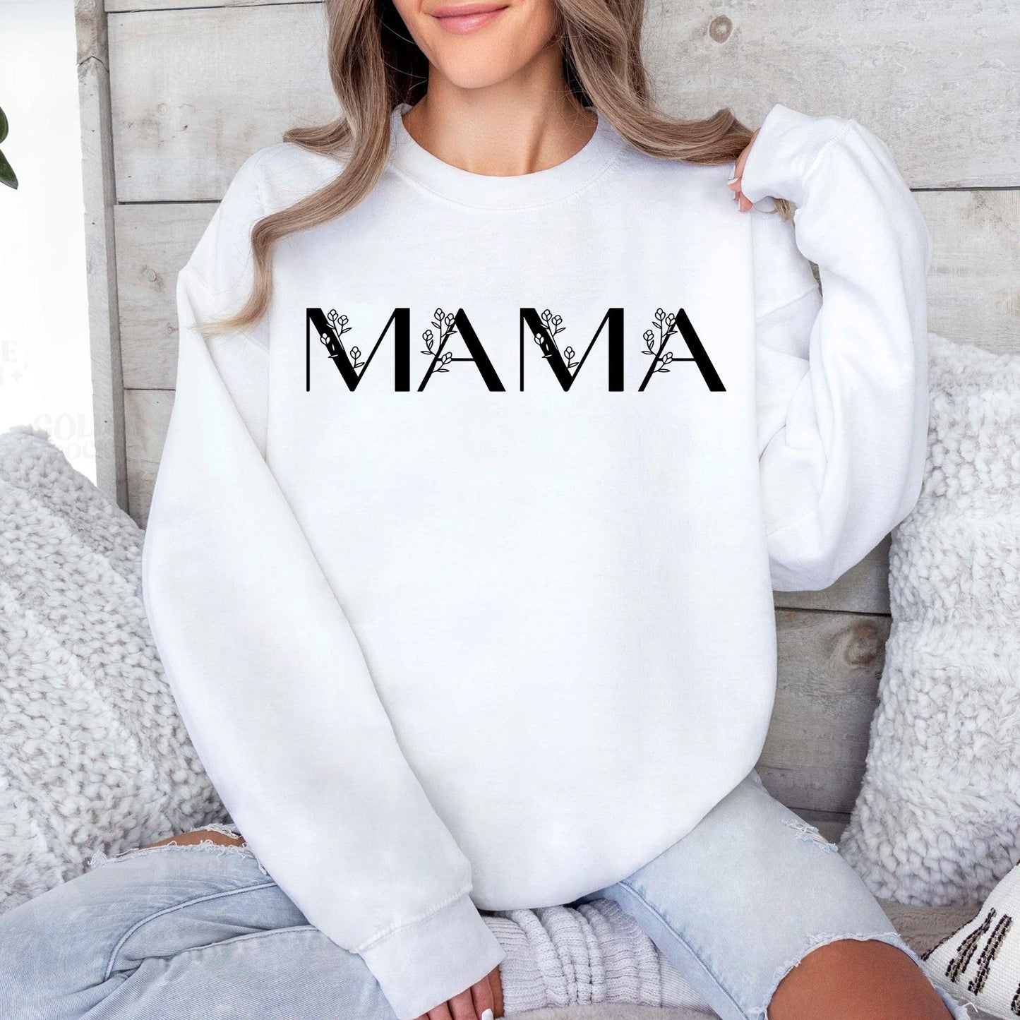 Besticktes Floral Mama Sweatshirt, Mama Rundhalspullover - Geschenk für Mütter, Mama Hoodie - GiftHaus