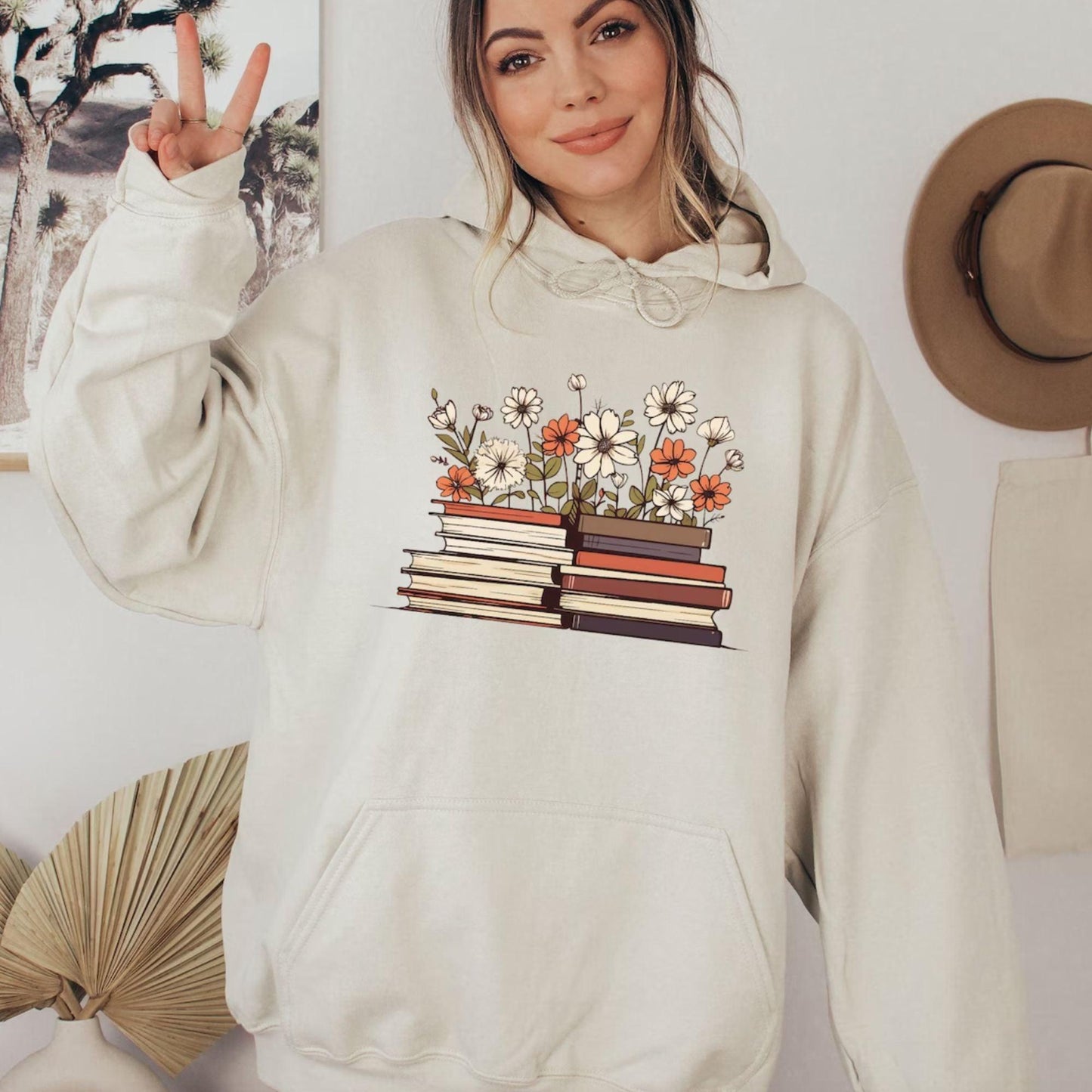 Blumen Buch Sweatshirt - Bücherwurm Geschenk - GiftHaus