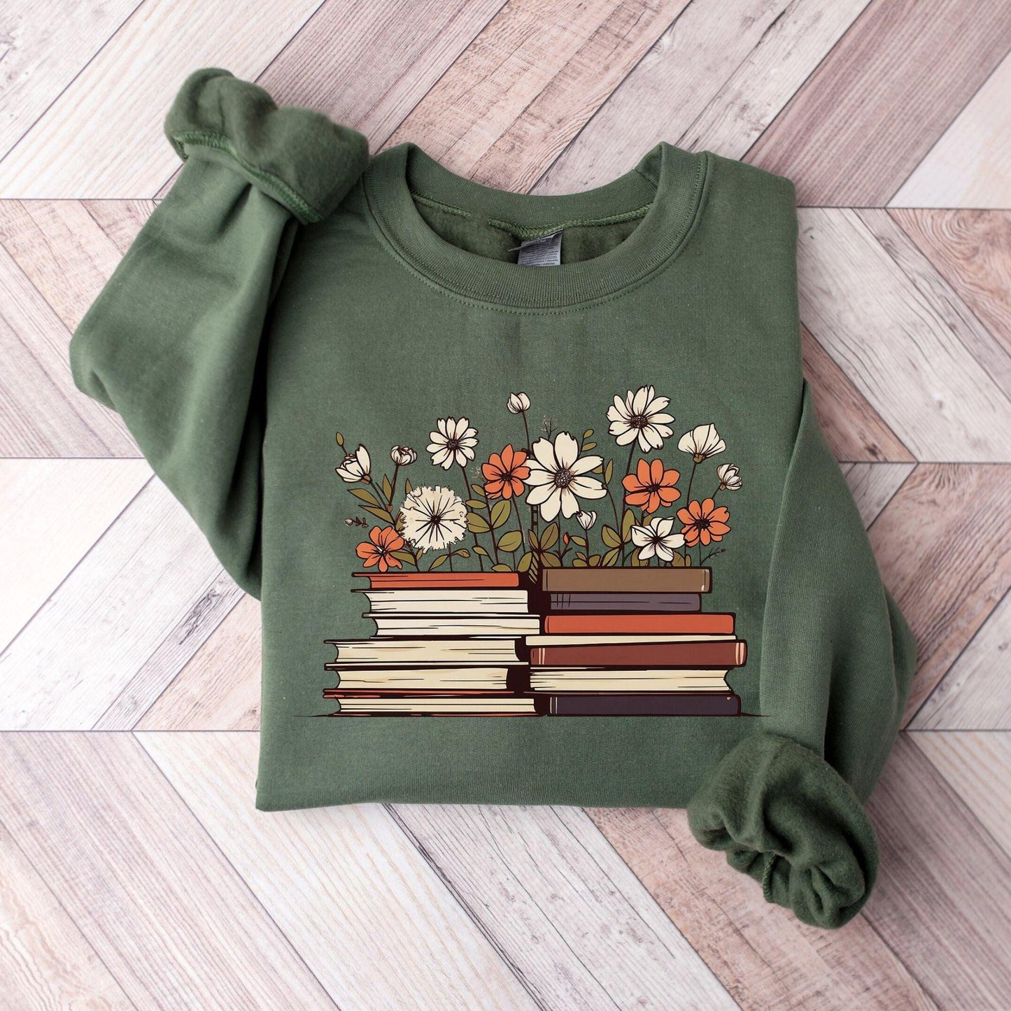 Blumen Buch Sweatshirt - Bücherwurm Geschenk - GiftHaus