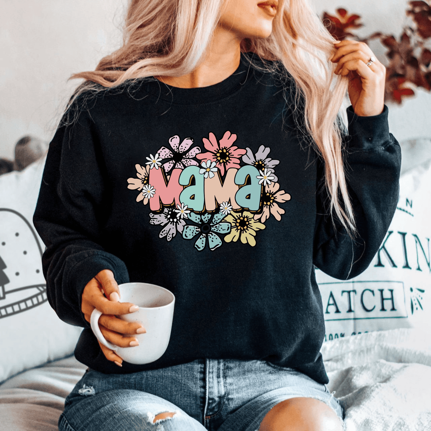 Blumenherz Mama Sweatshirt - Geschenk für den Muttertag - GiftHaus