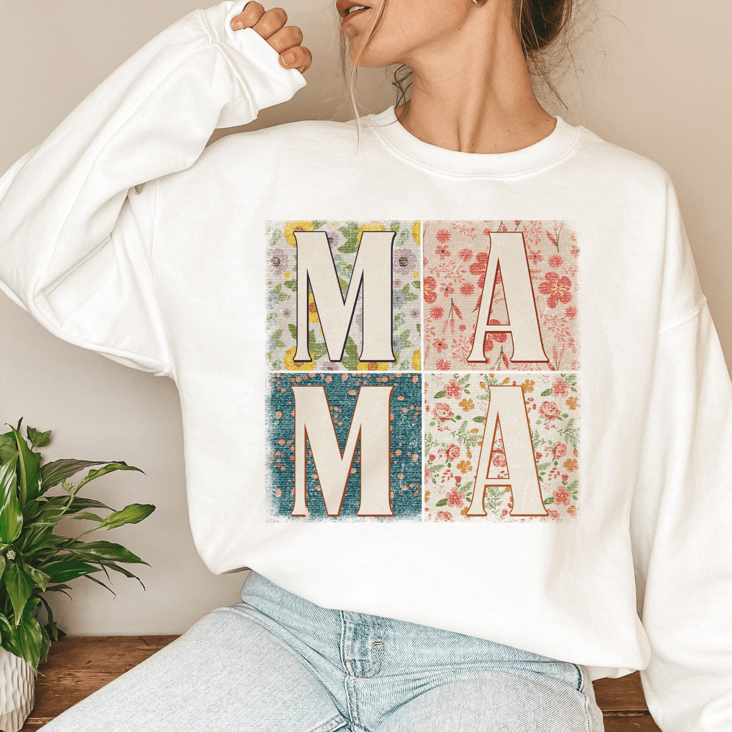 Blumenmuster Mama-Sweatshirt - Für stilsichere Mütter - GiftHaus