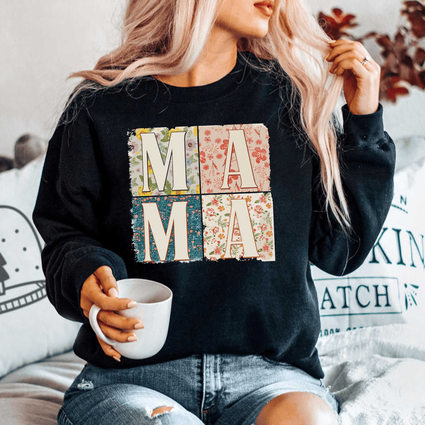 Blumenmuster Mama-Sweatshirt - Für stilsichere Mütter - GiftHaus