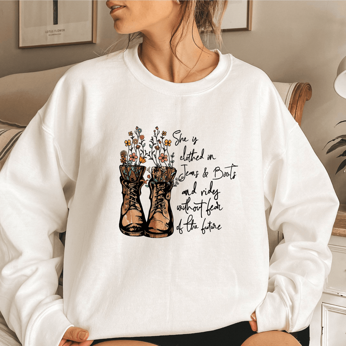 Blumenstiefel - Inspirationssweatshirt für Sie - GiftHaus