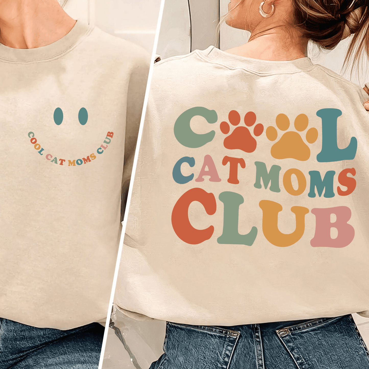 Cool Cat Moms Club Sweatshirt - Für die Liebevollen Katzenmütter - GiftHaus